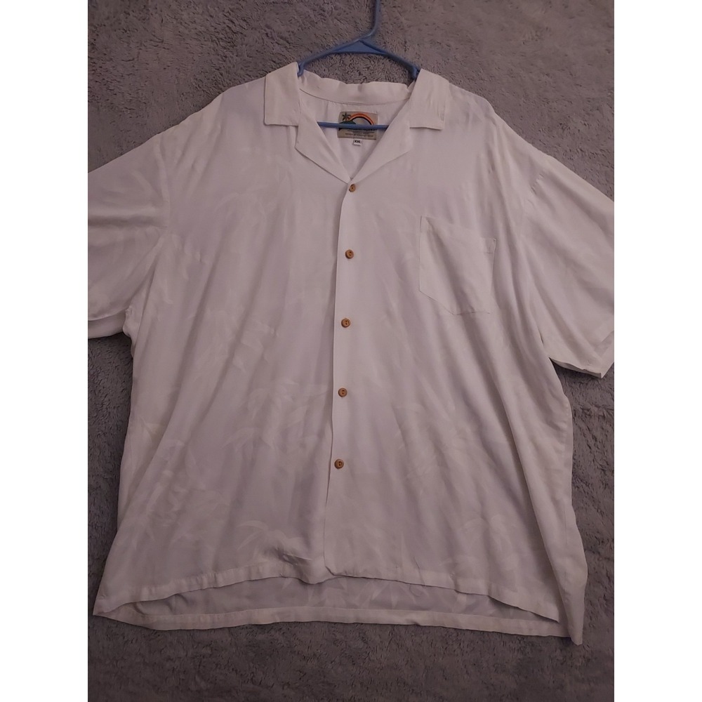 Vintage Paradise Found Shirt Mens 2XL XXL Tropical Floral White Magnum PI Rayon - Picture 2 of 9